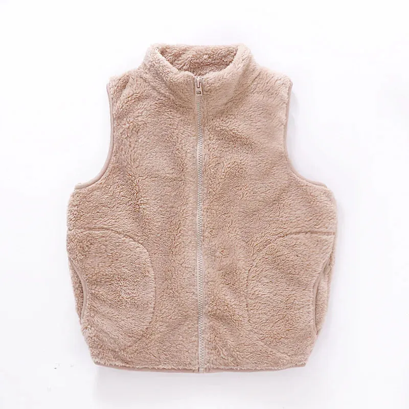 3-18 Years Boys Girls Children Outerwear Vest Fall Winter Thermal Boys Girls Sleeveless Polar Fleece Warm Thick Kids Vest