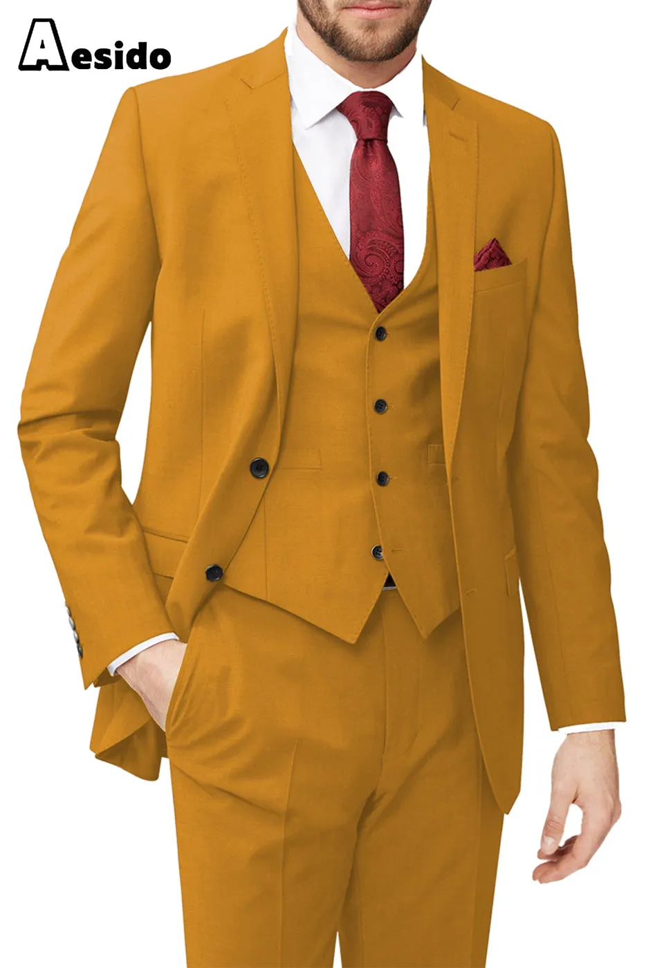 3 Piece Leisure Notch Lapel Jacket（Blazer Vest Pants）