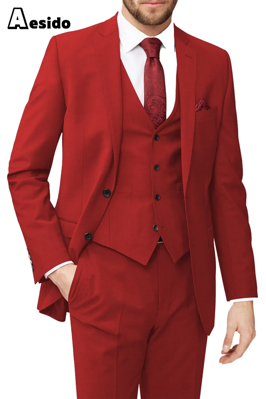 3 Piece Leisure Notch Lapel Jacket（Blazer Vest Pants）