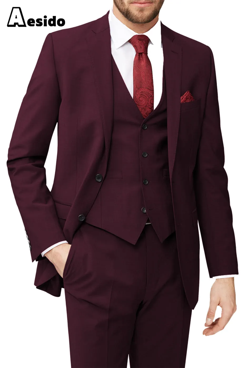 3 Piece Leisure Notch Lapel Jacket（Blazer Vest Pants）