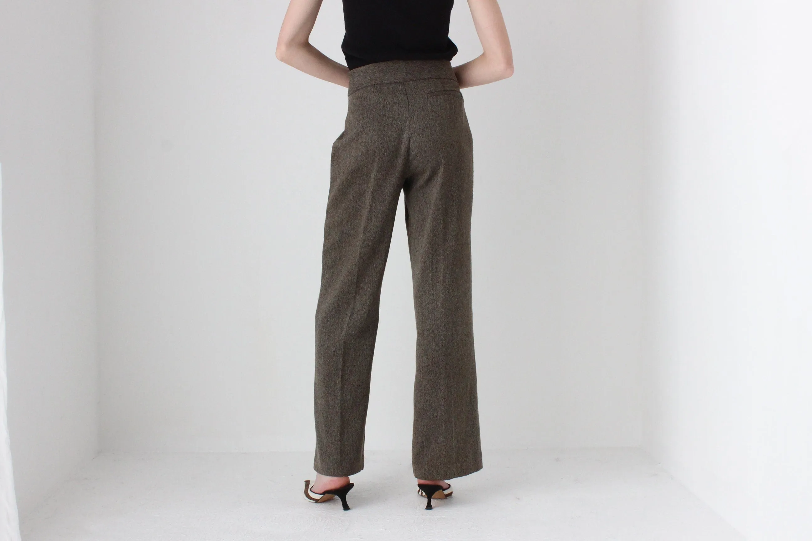 90s Woven Textured Wide Trousers