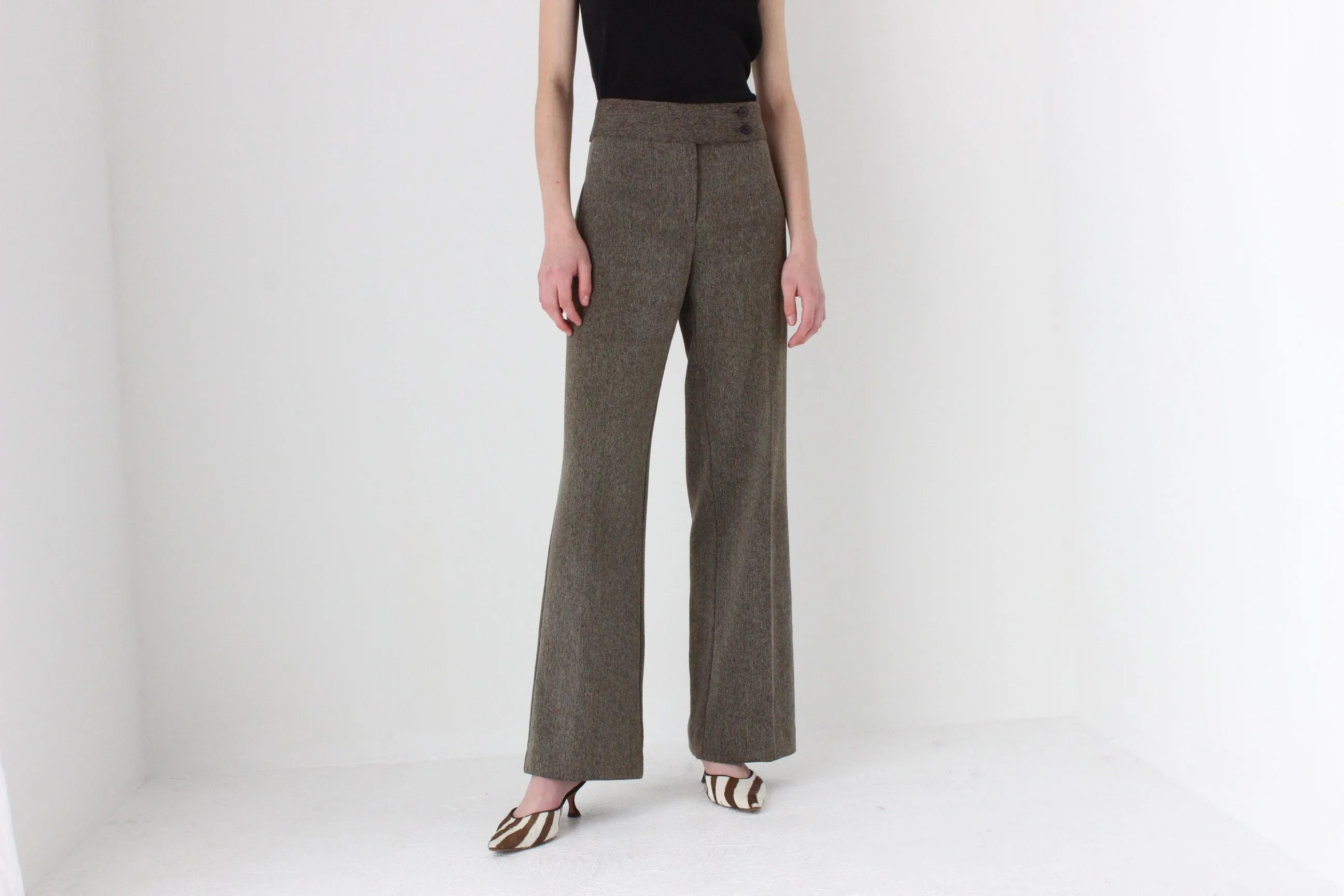 90s Woven Textured Wide Trousers
