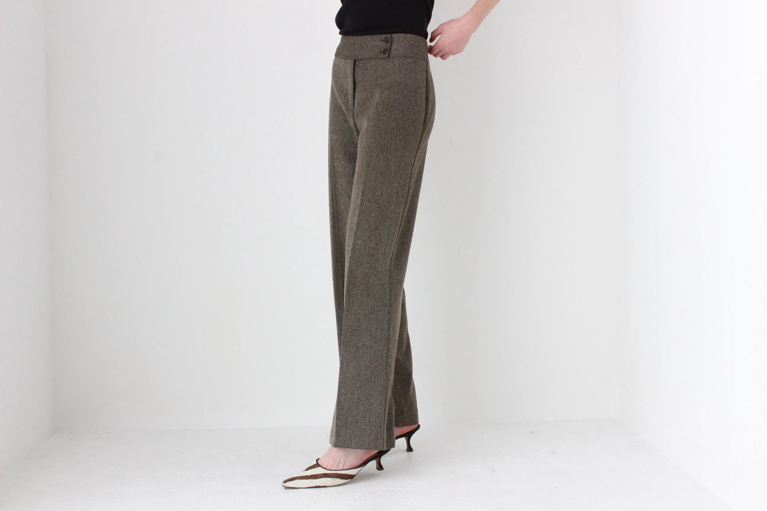 90s Woven Textured Wide Trousers