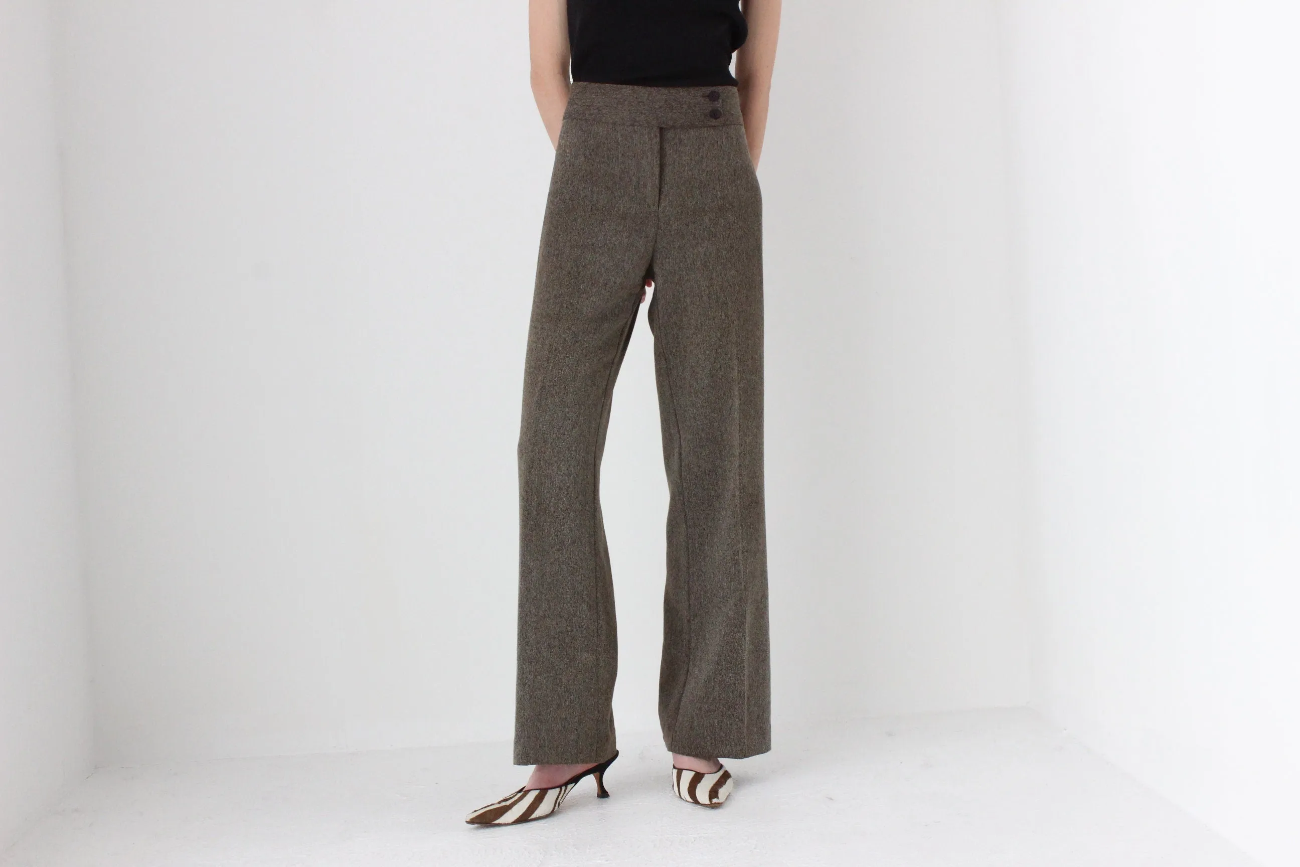 90s Woven Textured Wide Trousers