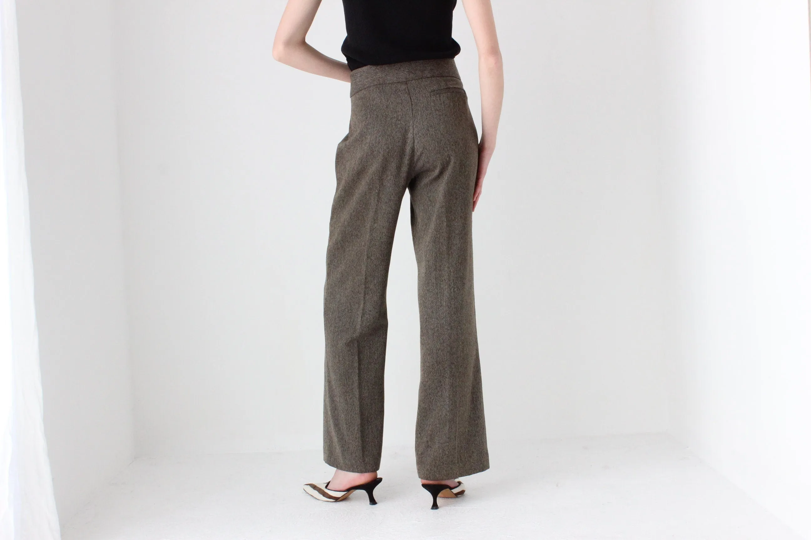 90s Woven Textured Wide Trousers