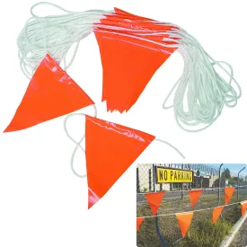 98' Hi Vis Orange Flag Rope Bunting Pennant Safety Garage Sale Sport Advertising