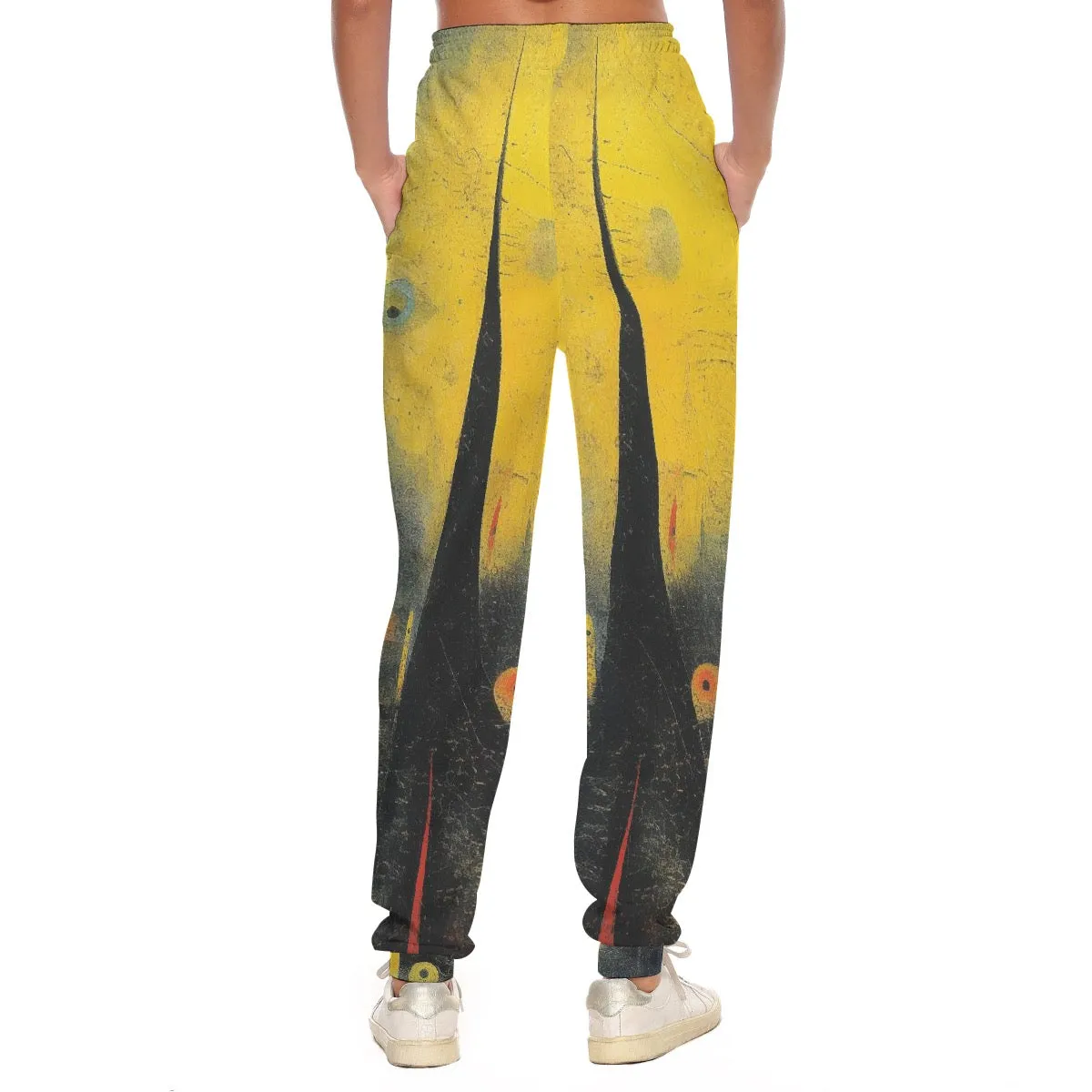 All-Over Print Women's Casual Pants 217 yellow, and black abstract print