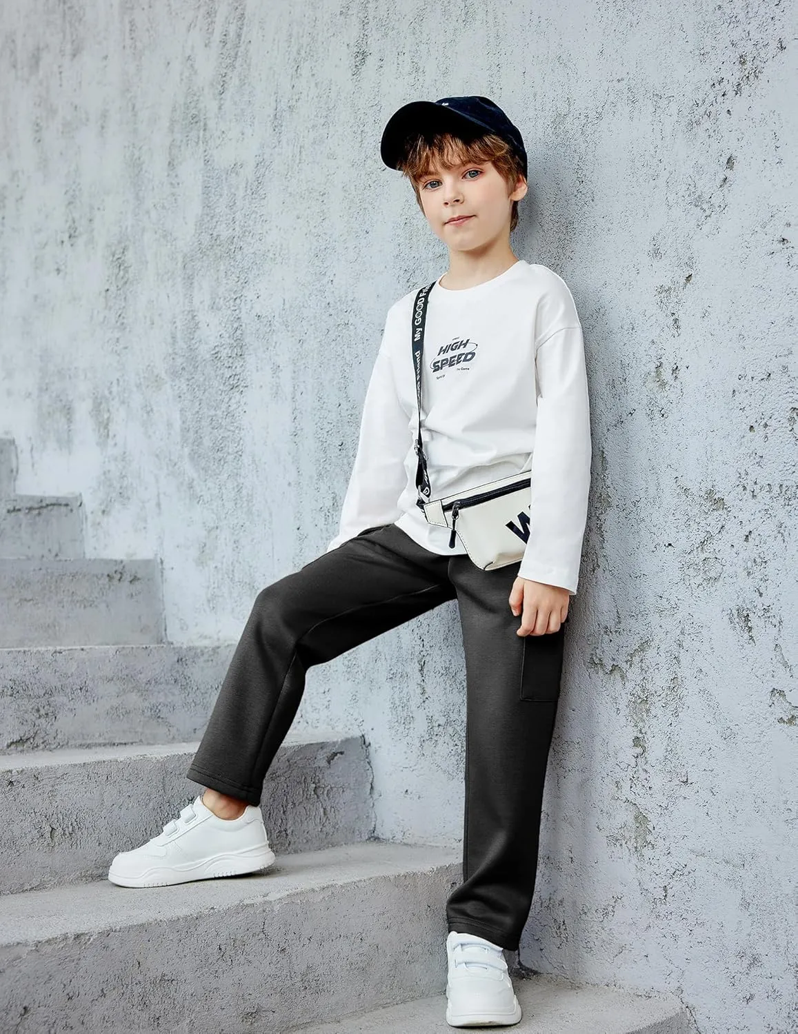 Arshiner Boys Cargo Pants Kids Elastic Waist Casual Athletic Jogger