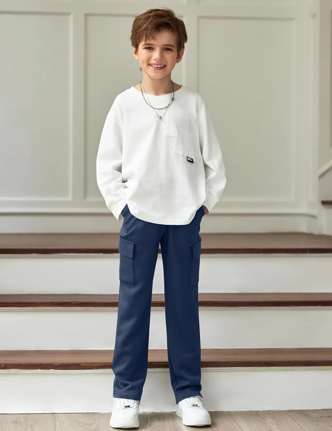 Arshiner Boys Cargo Pants Kids Elastic Waist Casual Athletic Jogger