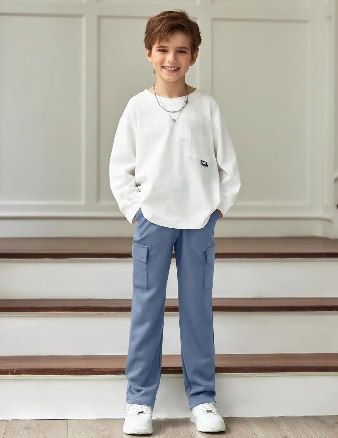 Arshiner Boys Cargo Pants Kids Elastic Waist Casual Athletic Jogger
