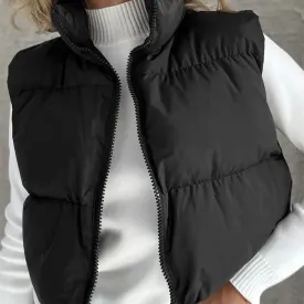 Autumn Winter New Women Jacket Solid Sexy Sleeveless Jacket Streetwear Fashion Turtleneck Versatile Casual Outdoor Travel Jacket