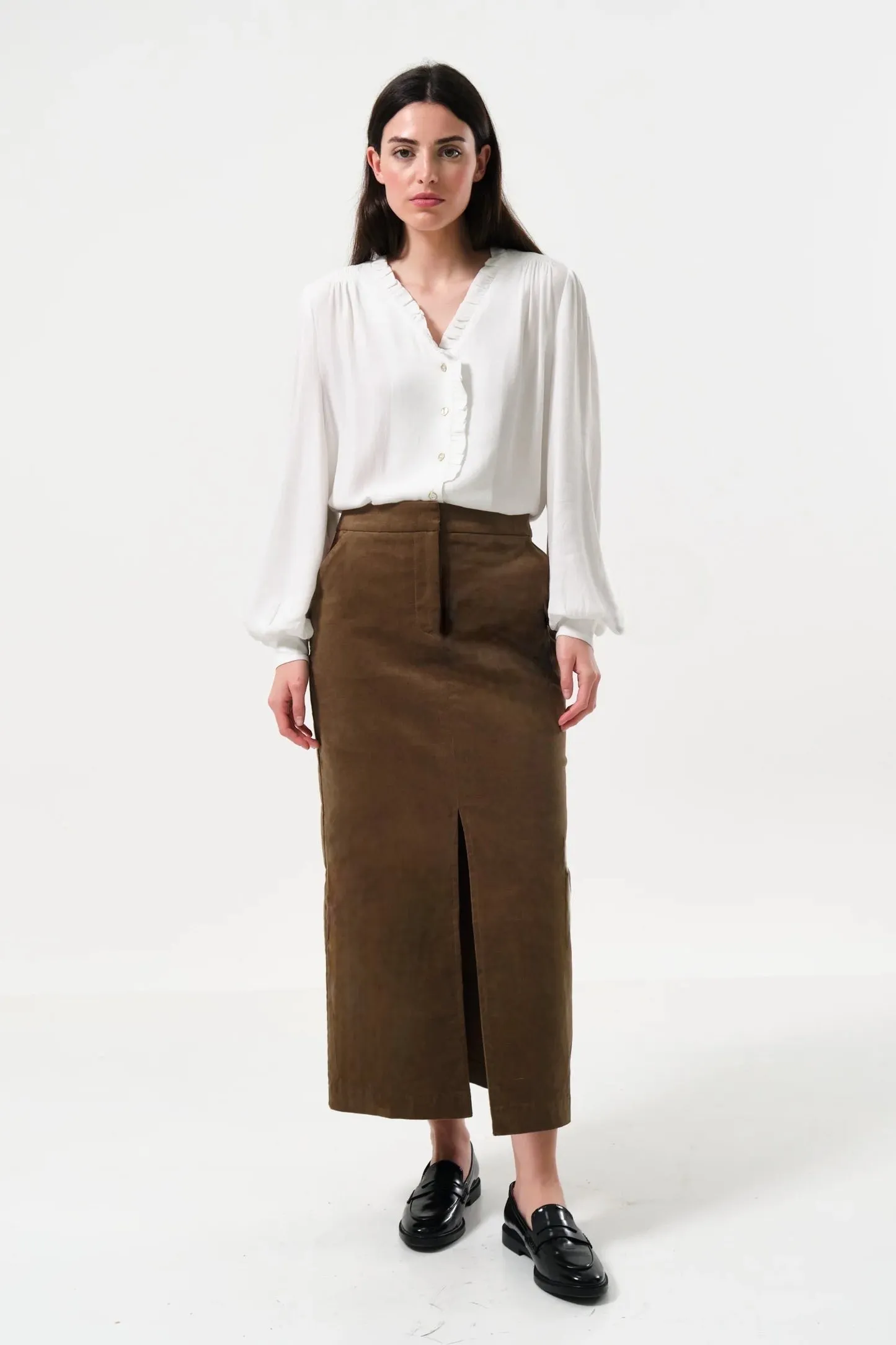 Balthazar Babycord Mole Midi Pencil Skirt