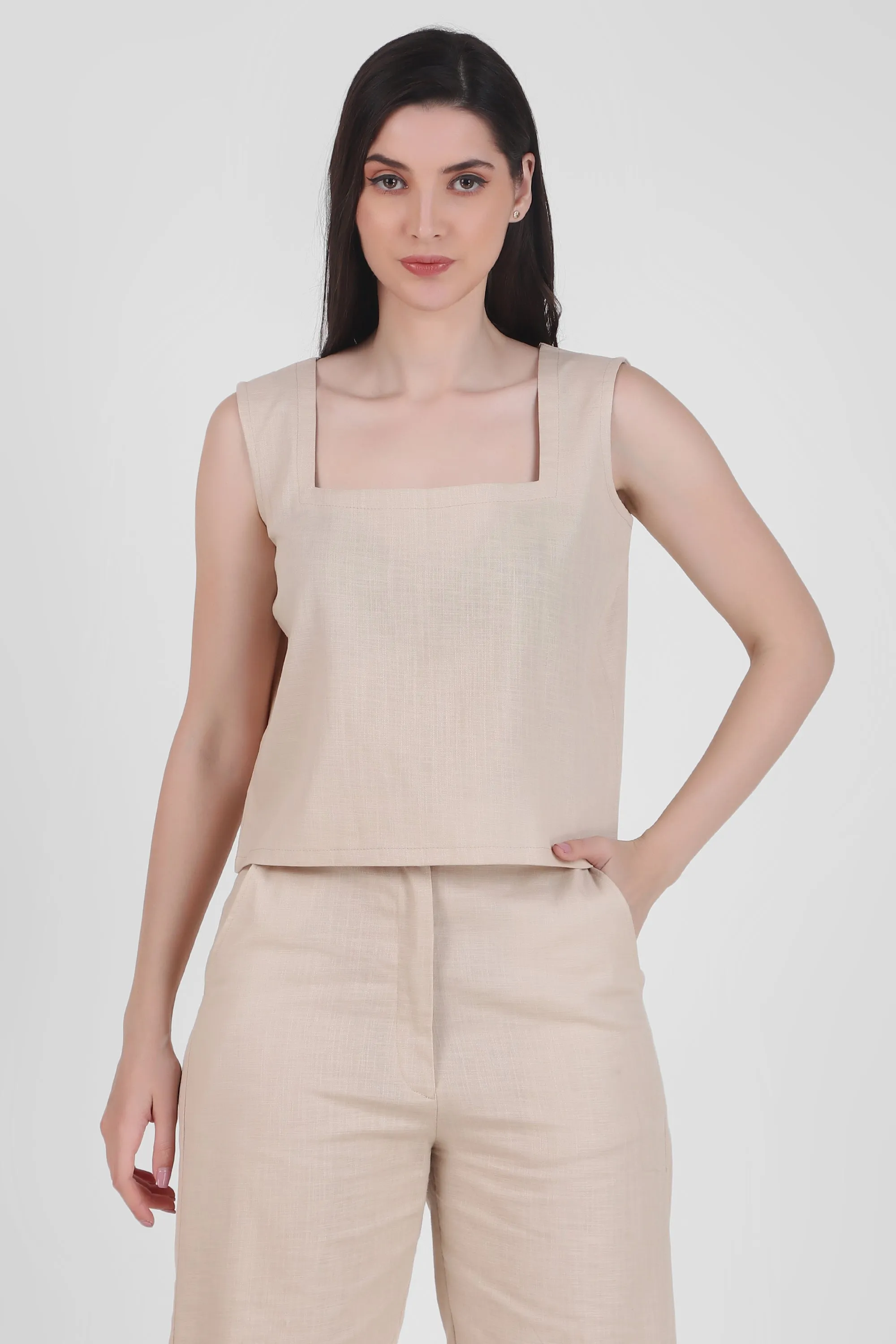 Beige Bliss Linen Co-ord Set