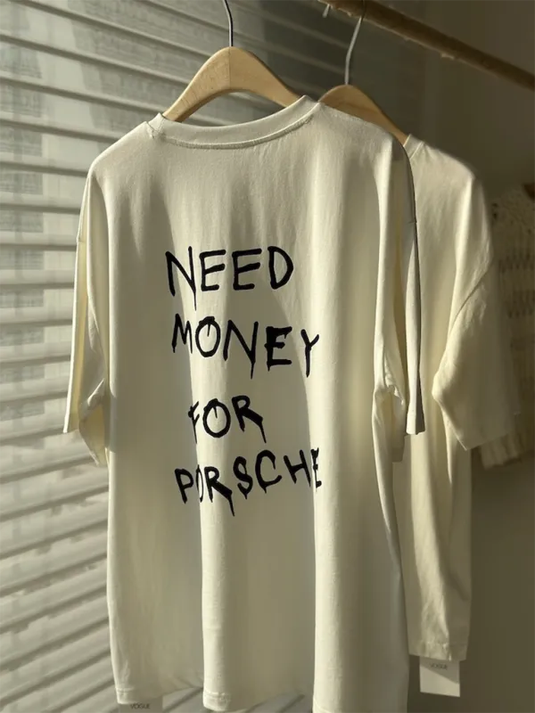 Bella Letter Print Loose Wide Round Neck Short Sleeve Couple T-Shirt