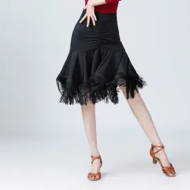 Black Tassel Ruffle Latin Dance Skirt
