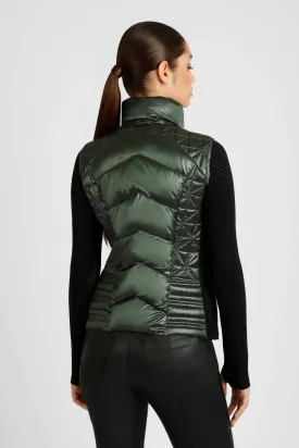 Blanc Noir Packable Shimmer Vest in Sea Kelp Green