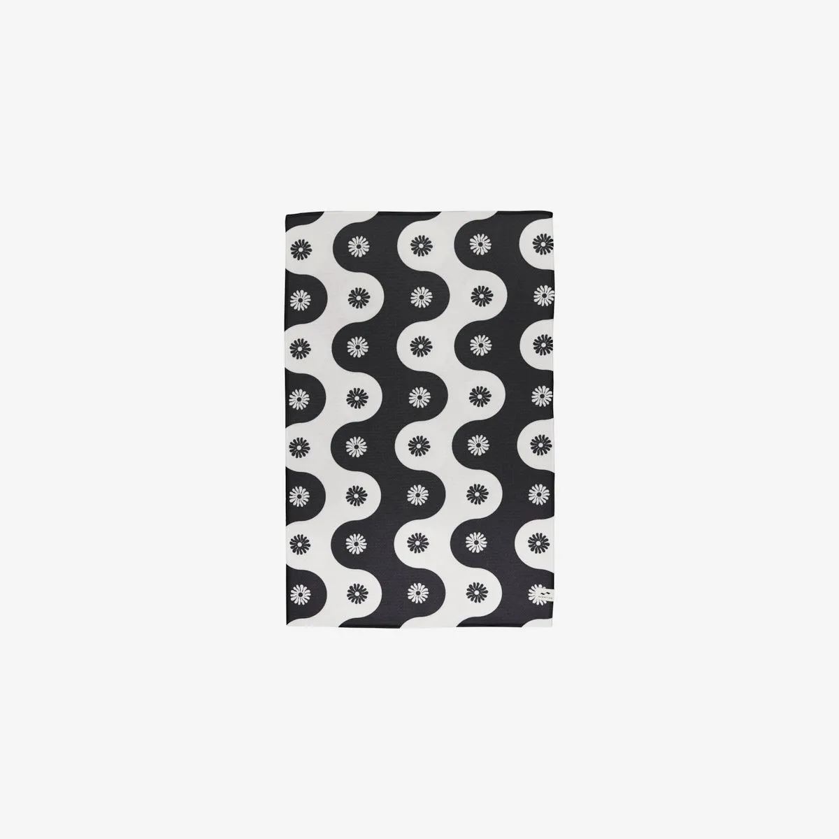 Botanical Waves Quick-Dry Kitchen Towel - Black