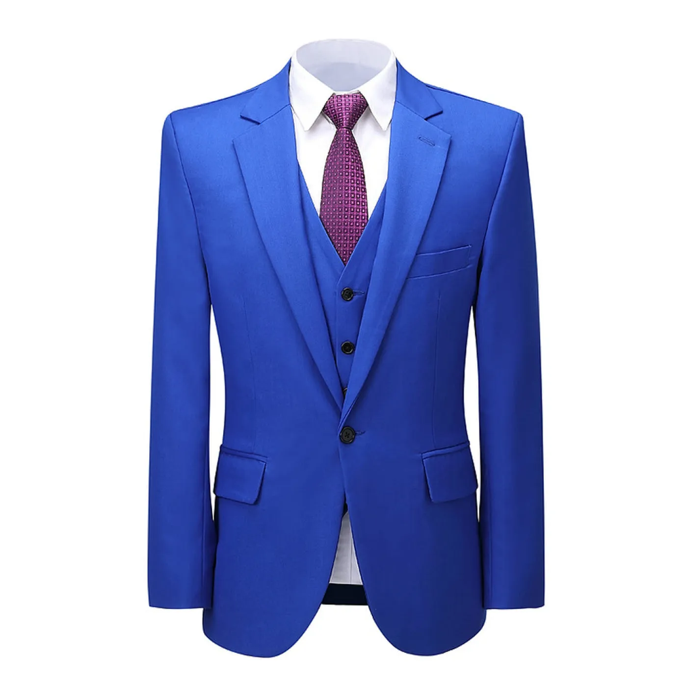 Business 3 Piece Men's Suit Flat Notch Lapel Wedding Tuxedos (Blazer   Vest   Pants)
