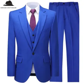 Business 3 Piece Men's Suit Flat Notch Lapel Wedding Tuxedos (Blazer   Vest   Pants)