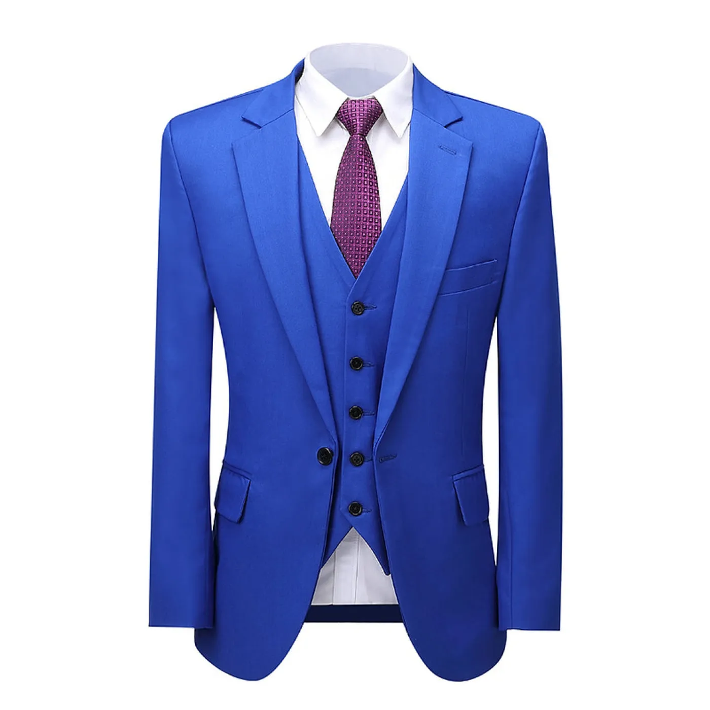 Business 3 Piece Men's Suit Flat Notch Lapel Wedding Tuxedos (Blazer   Vest   Pants)