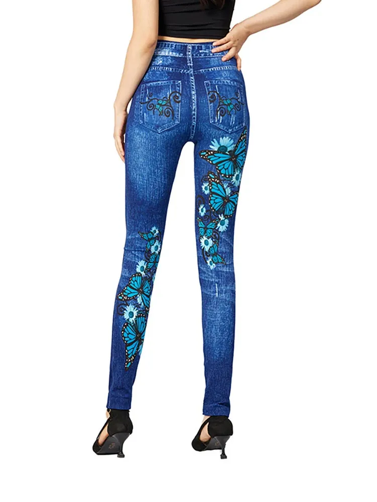 Butterfly Print High Waist Leggings