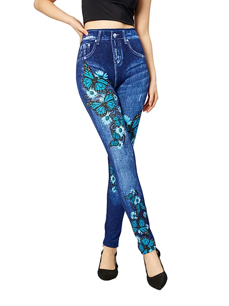 Butterfly Print High Waist Leggings