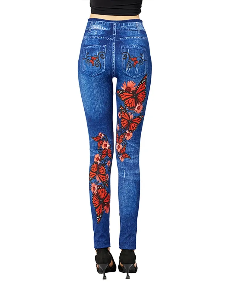 Butterfly Print High Waist Leggings