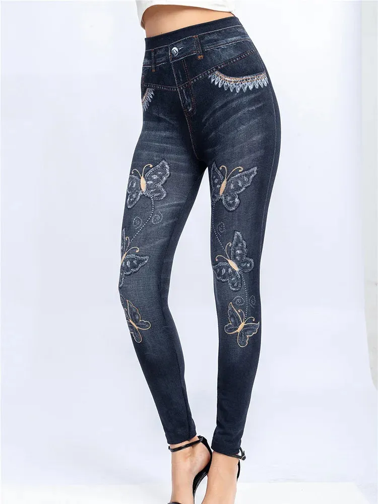 Butterfly Print High Waist Leggings