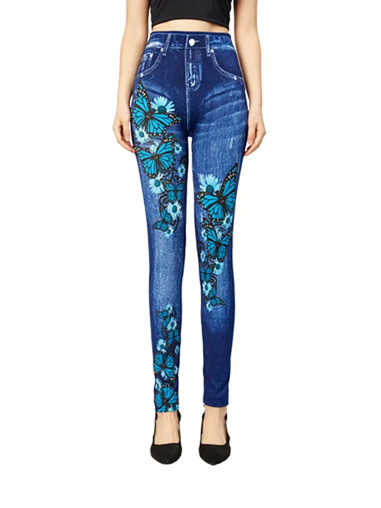 Butterfly Print High Waist Leggings