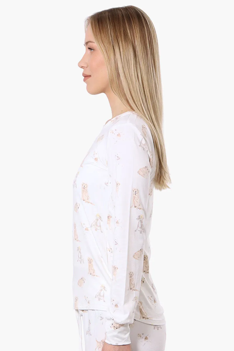 Canada Weather Gear Dog Pattern Pajama Top - White