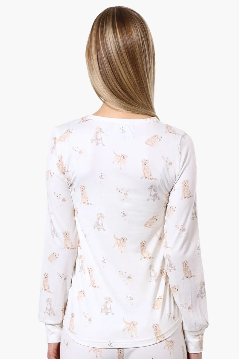 Canada Weather Gear Dog Pattern Pajama Top - White