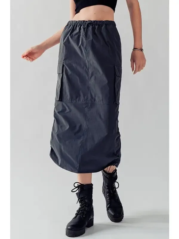 Cargo parachute midi skirt