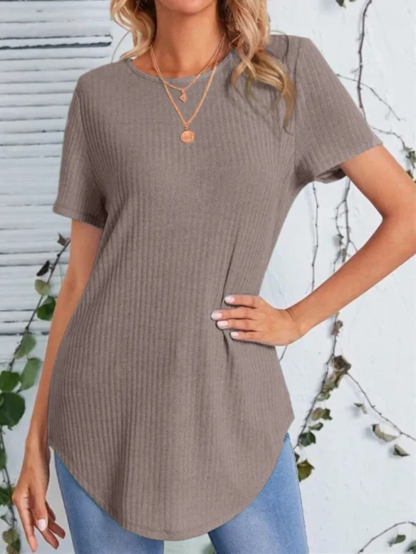 Carmen Women's Back Single Breasted Casual Loose Short Sleeve T-Shirt