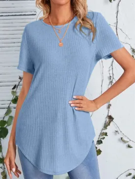 Carmen Women's Back Single Breasted Casual Loose Short Sleeve T-Shirt