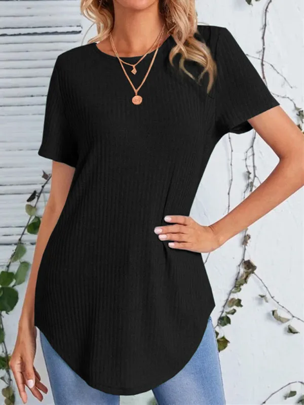 Carmen Women's Back Single Breasted Casual Loose Short Sleeve T-Shirt