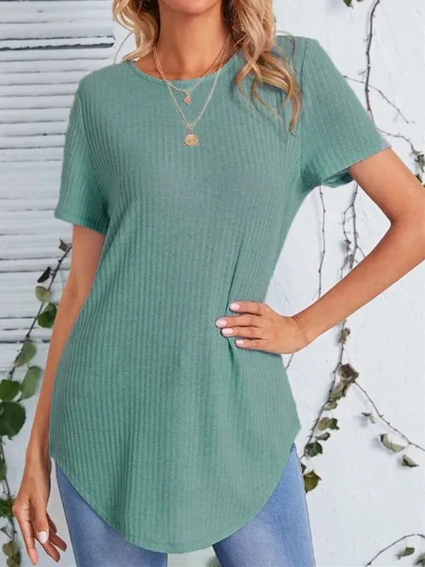 Carmen Women's Back Single Breasted Casual Loose Short Sleeve T-Shirt