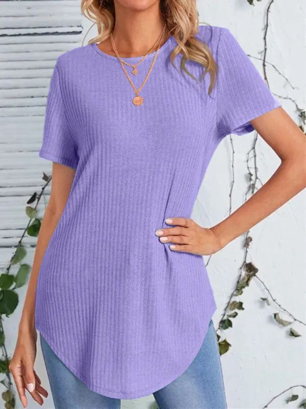 Carmen Women's Back Single Breasted Casual Loose Short Sleeve T-Shirt
