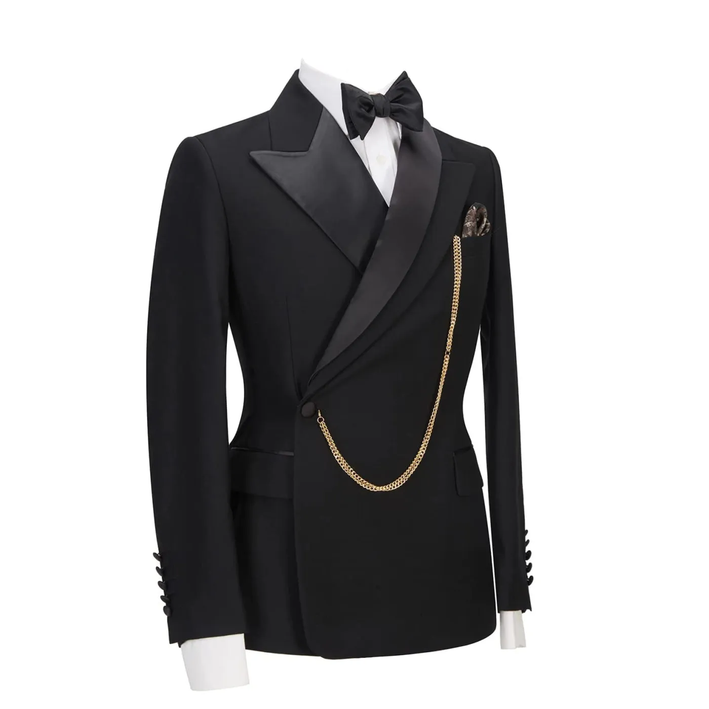 Casual Mens Suit 2 Pieces Peak Lapel Blazer For Wedding (Blazer Pants)