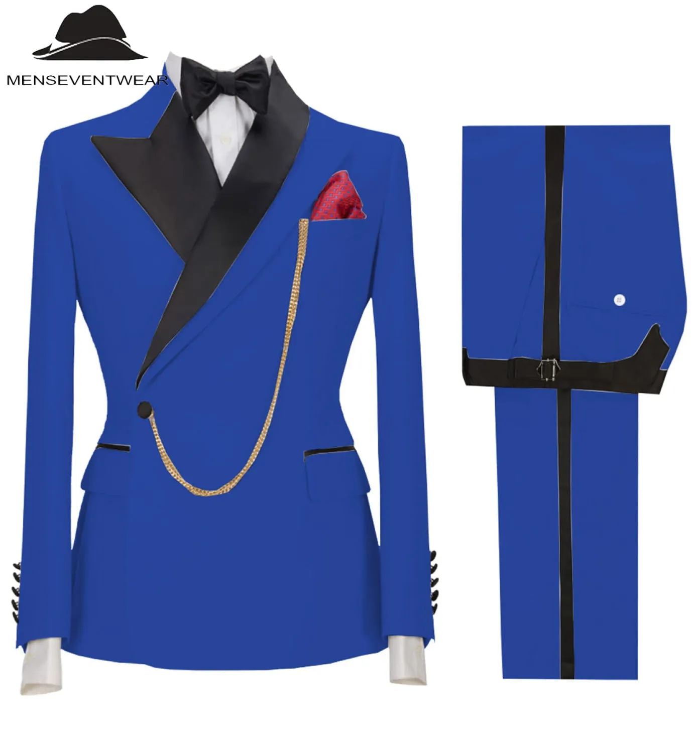 Casual Mens Suit 2 Pieces Peak Lapel Blazer For Wedding (Blazer Pants)