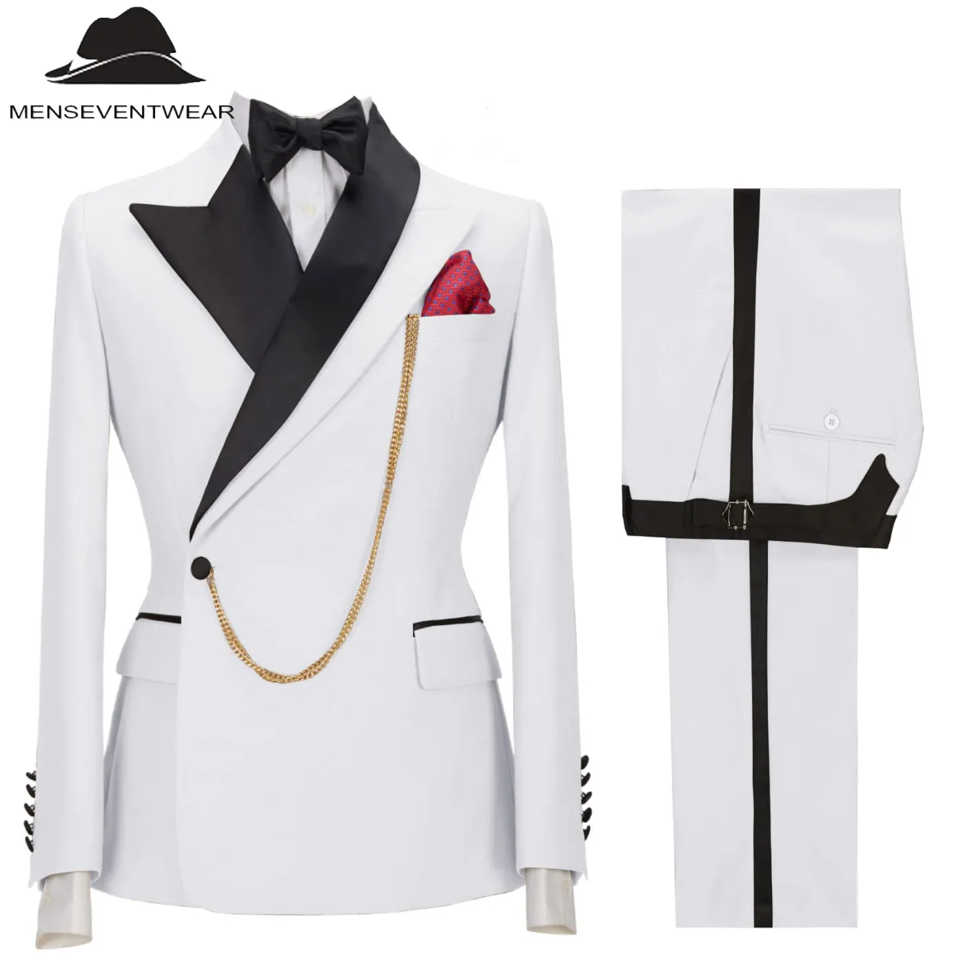 Casual Mens Suit 2 Pieces Peak Lapel Blazer For Wedding (Blazer Pants)