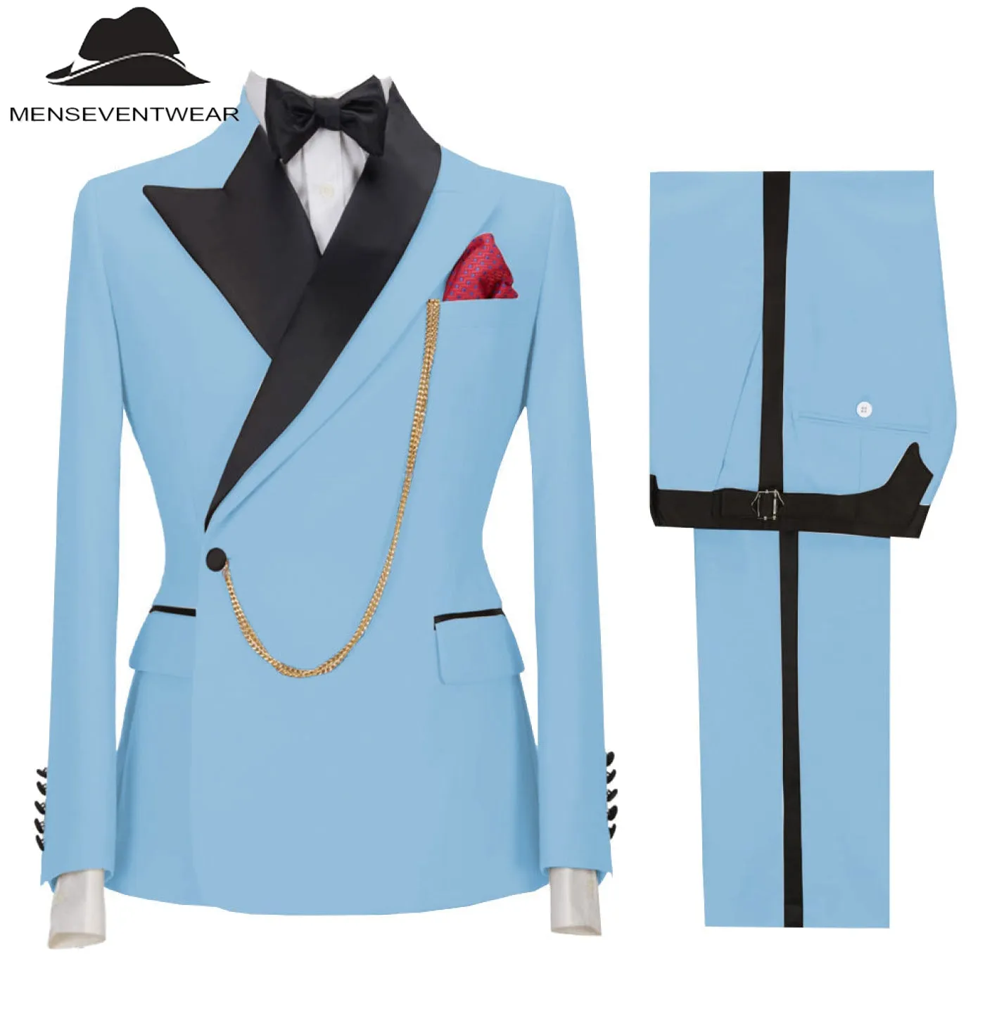 Casual Mens Suit 2 Pieces Peak Lapel Blazer For Wedding (Blazer Pants)