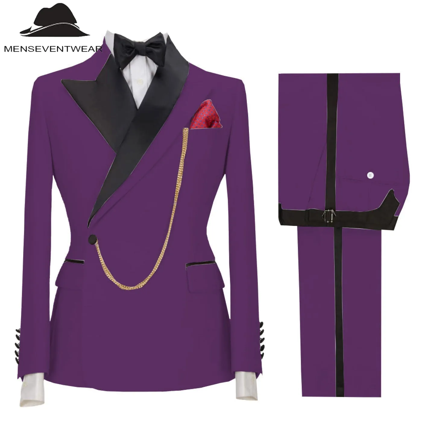 Casual Mens Suit 2 Pieces Peak Lapel Blazer For Wedding (Blazer Pants)