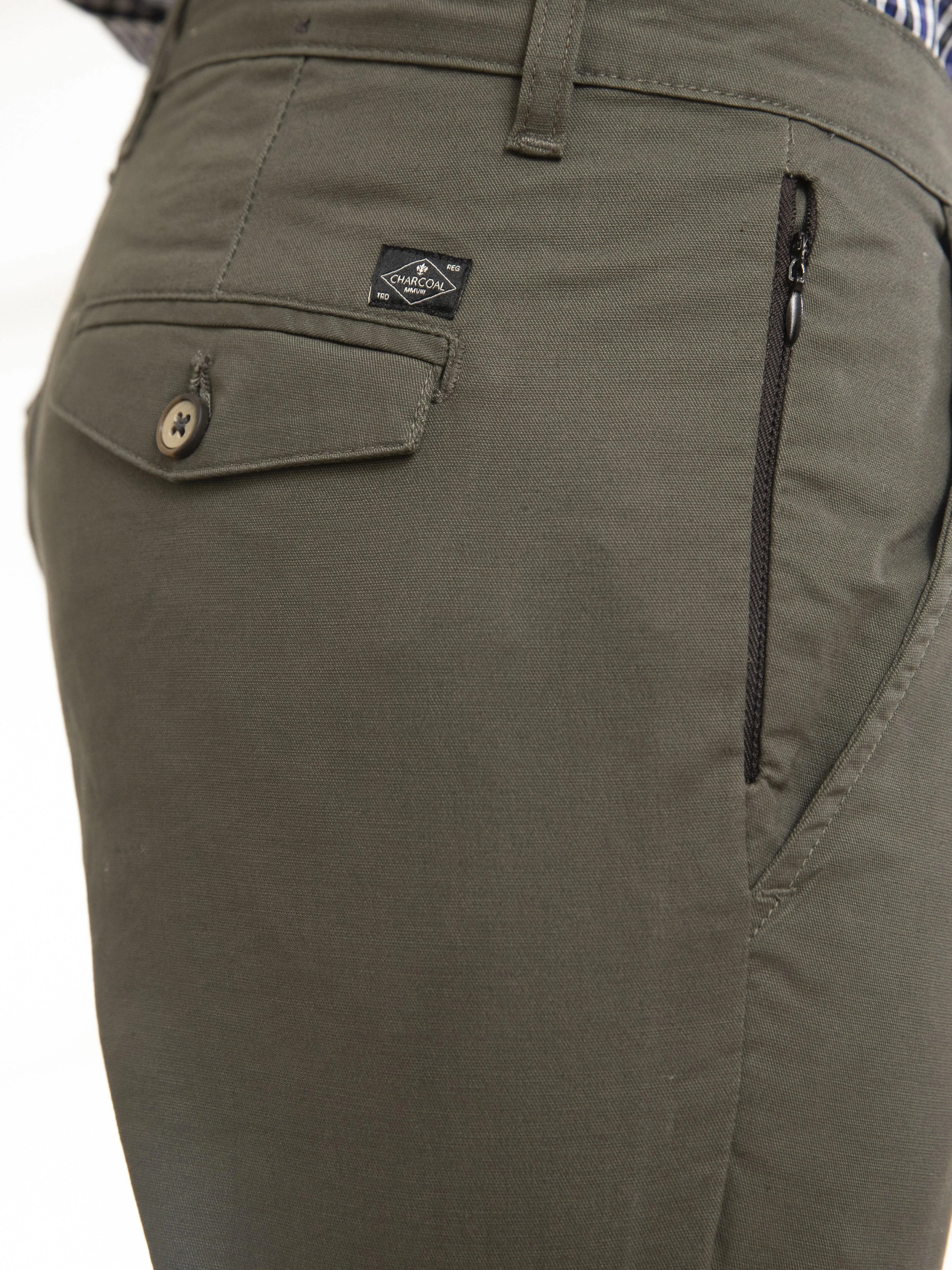 CASUAL PANT SLIM FIT CROSS POCKET OLIVE
