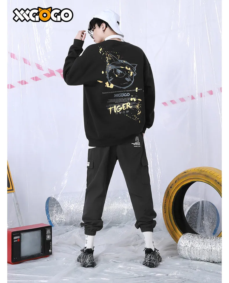 Casual Stripes Print Loose Jogger Pants
