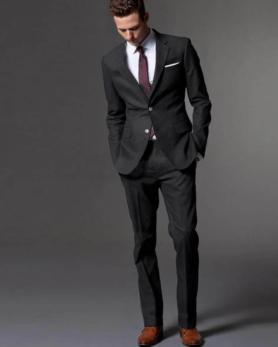 CB0510 Navy Blue Solid Color Wedding Suit For Men Groomsmen/Groom Tuxedo Tailored Costume Homme Mariage 2 Pieces (Jacket pants))
