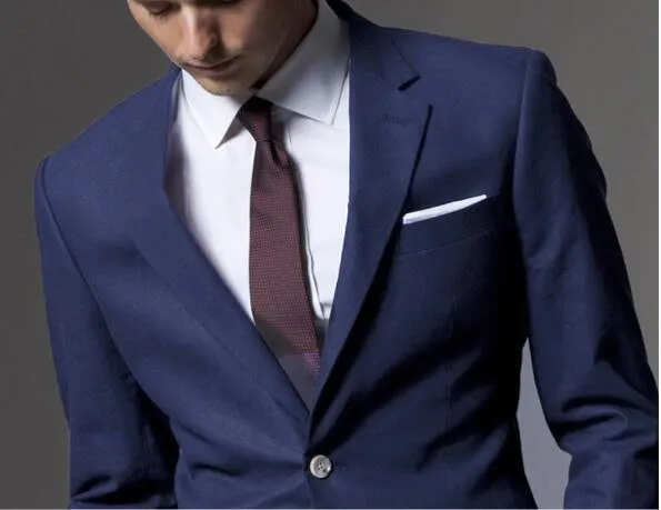 CB0510 Navy Blue Solid Color Wedding Suit For Men Groomsmen/Groom Tuxedo Tailored Costume Homme Mariage 2 Pieces (Jacket pants))
