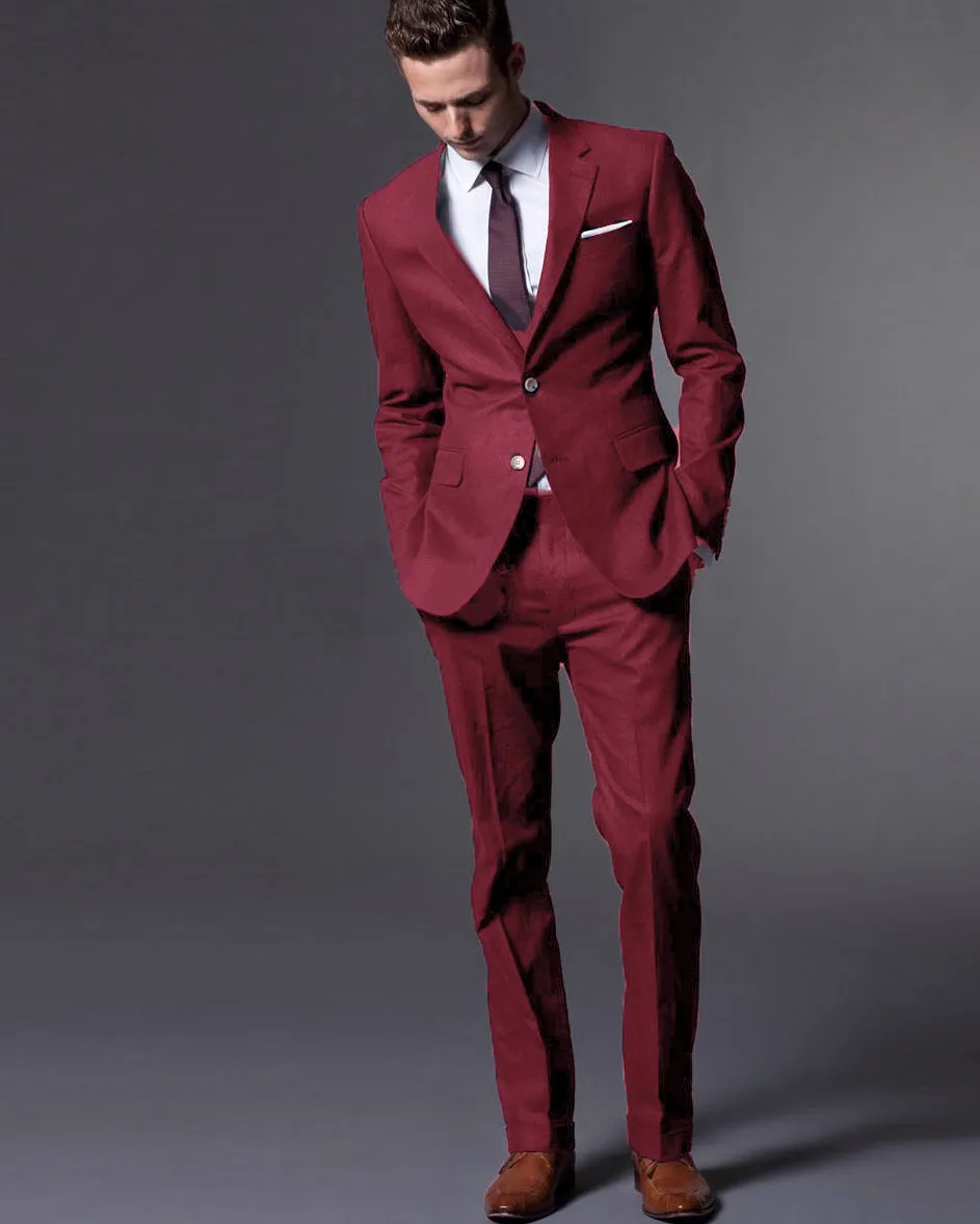 CB0510 Navy Blue Solid Color Wedding Suit For Men Groomsmen/Groom Tuxedo Tailored Costume Homme Mariage 2 Pieces (Jacket pants))
