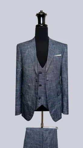 Chambray Elegance Men's Three Piece Suit by Vercini