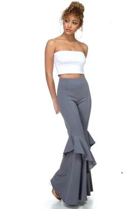 Charcoal Flares Into Bell Bottoms Ruffles Pants