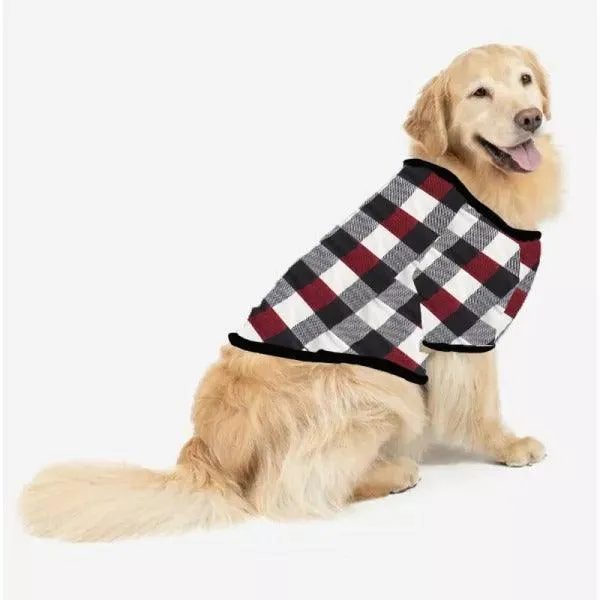 Christmas Tree & "2024 Making Memories Together" Patterned Plaid Sleeve Contrast Tops and Red & Black & White Plaid Pants Family Matching Pajamas Set With Dog Bandana